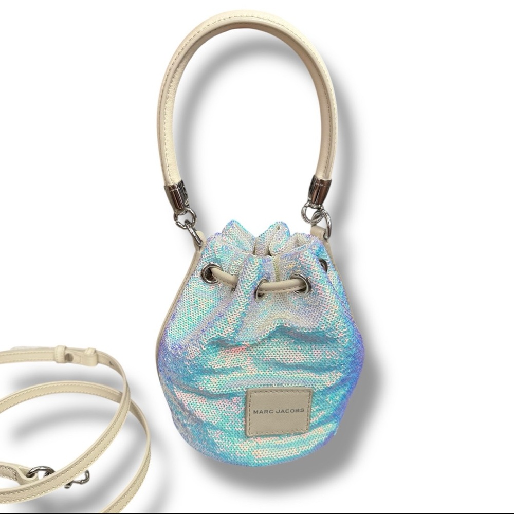 Marc Jacobs Silver Mini Bag with Drawstring Closure